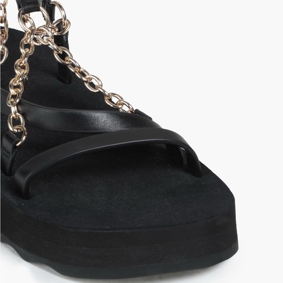 MAJE Chain-trimmed Leather Platform Sandals - Picture 3 of 5